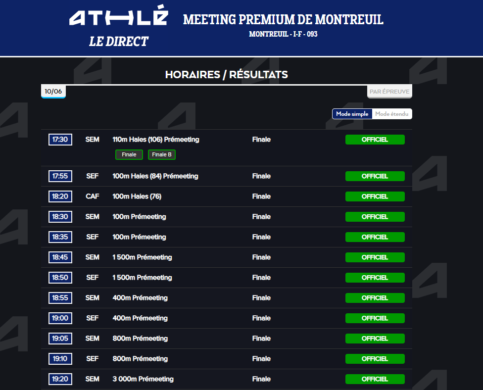 Affichage des résultats en direct